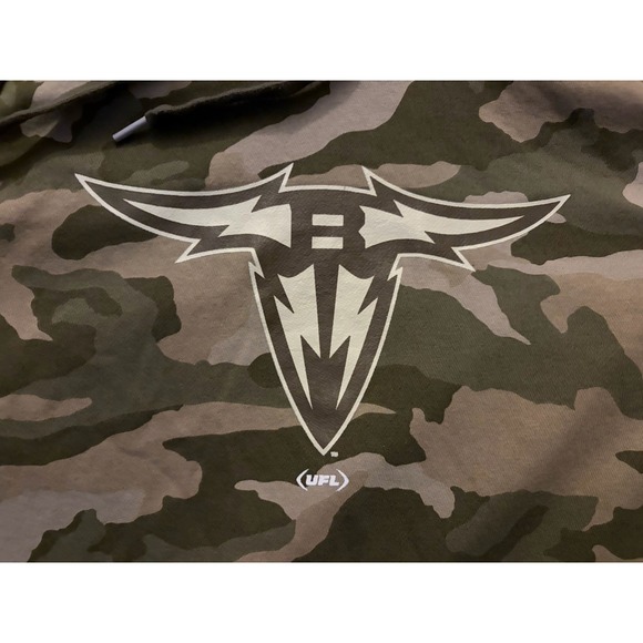 Under Armour San Antonio Brahmas LS Hooded Sweatshirt UFL USA Flag Camo 2XL JBHS - Picture 3 of 9
